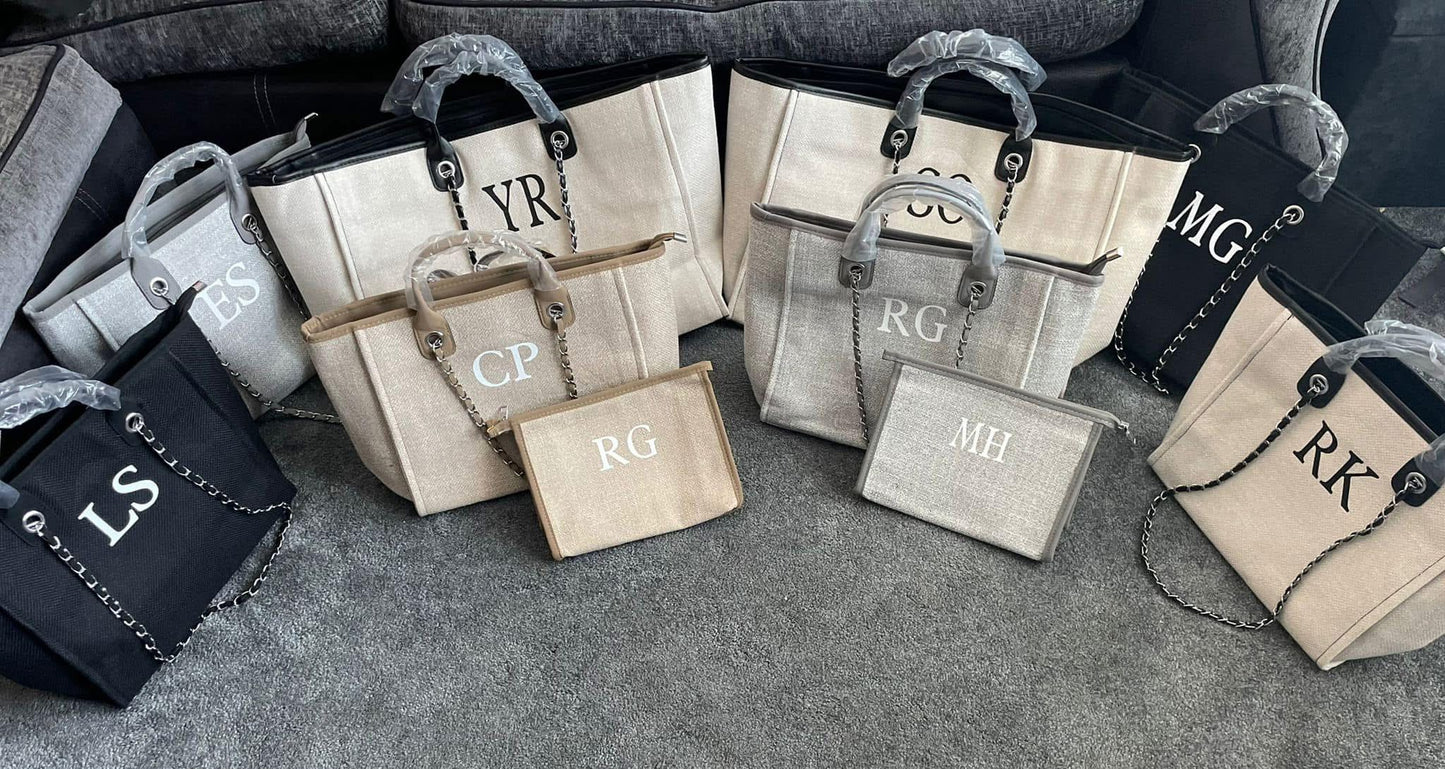 Beige canvas tote bag