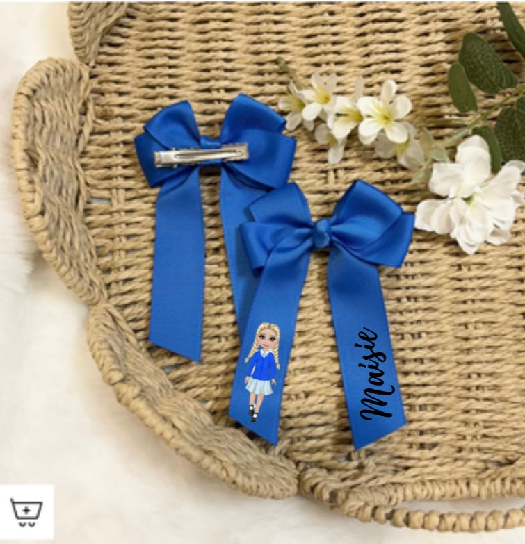 School girl print hair bows