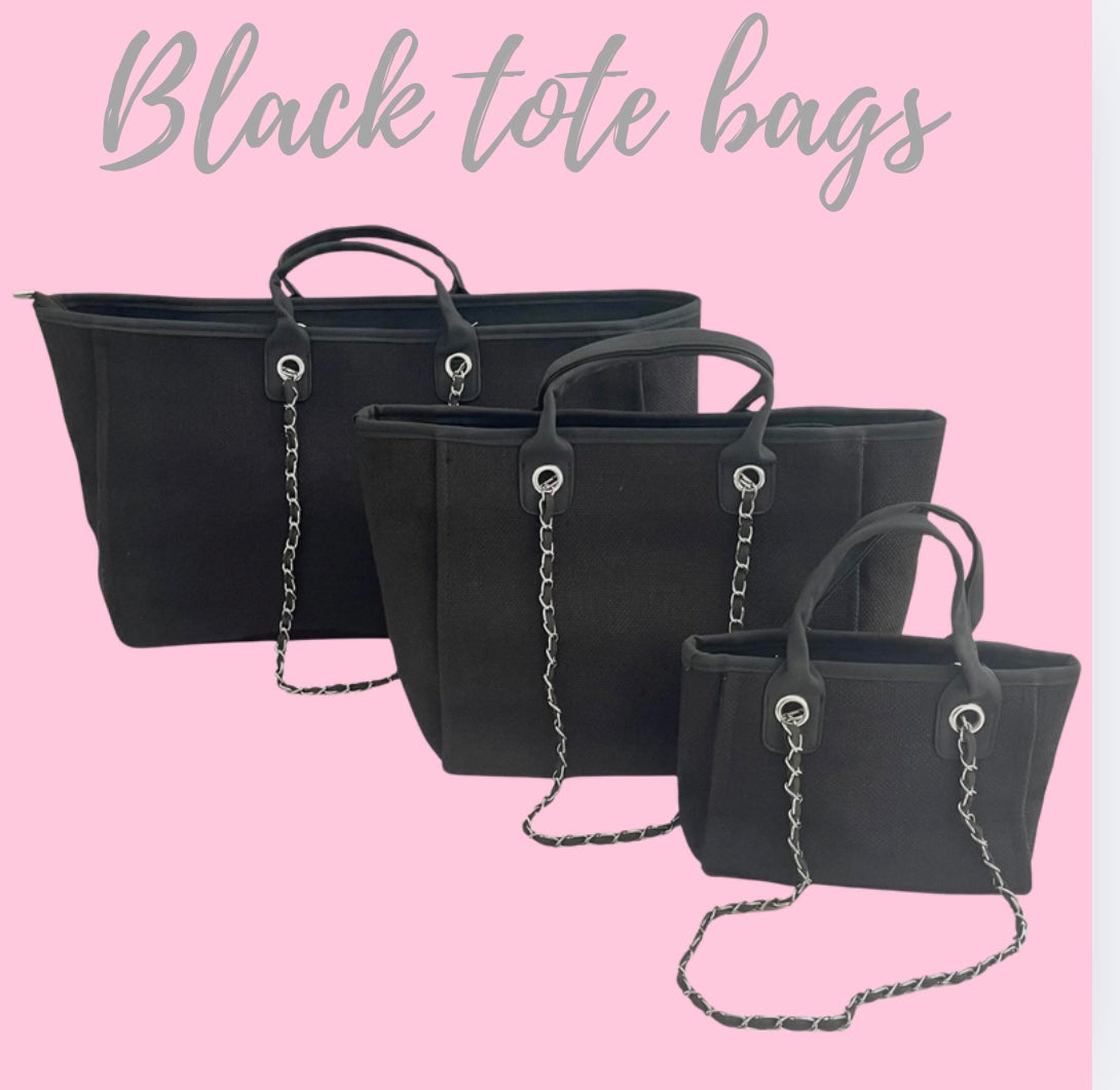 Black canvas tote bags