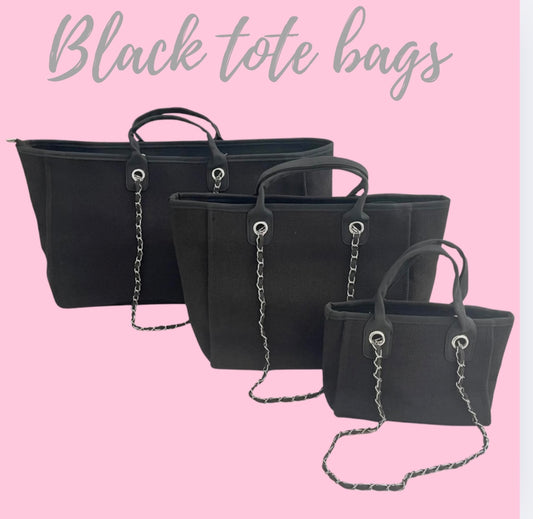Black canvas tote bags