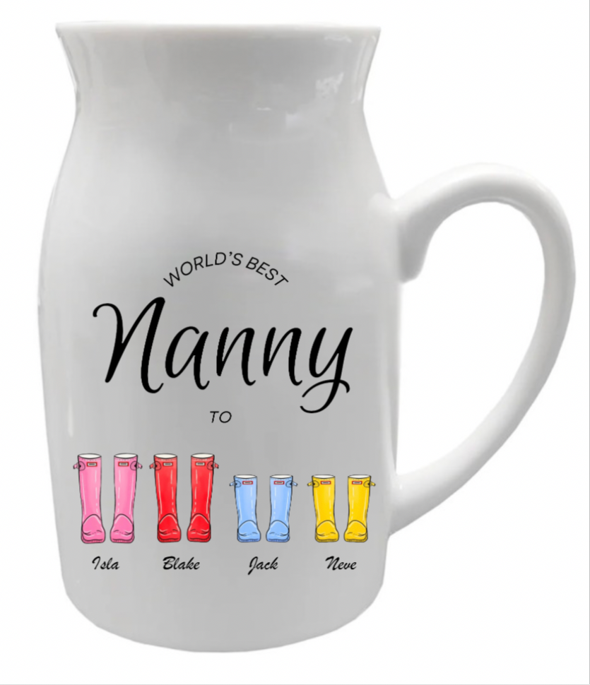 Mother’s Day jug, wellie boot design