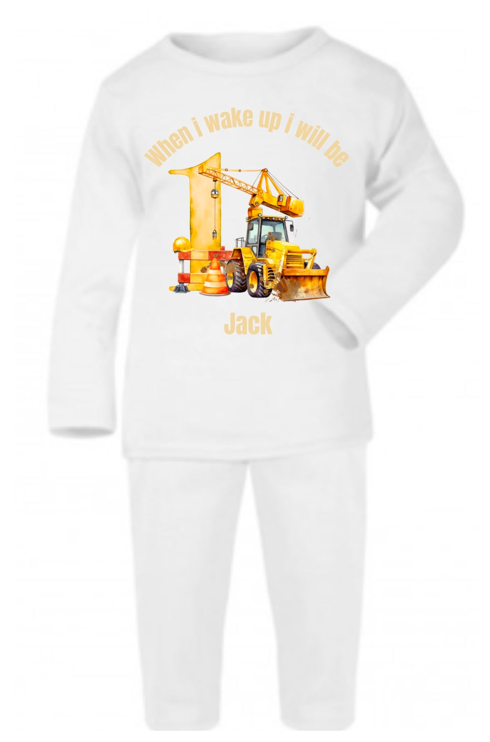 Personalised birthday milestone pyjamas - diggerland design