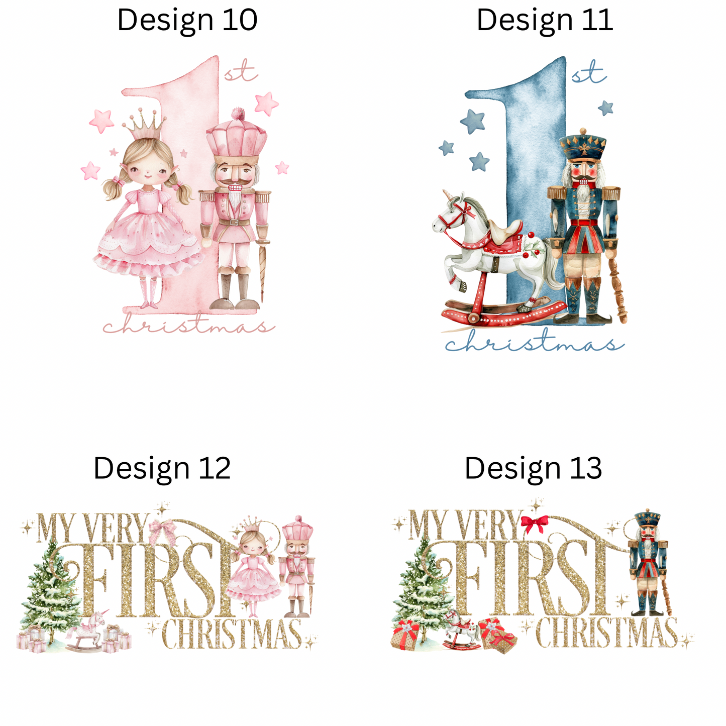 Baby 1st Christmas, personalised Christmas pyjamas, nutcracker, cute bunny, Santa, my first Christmas sleepsuit.