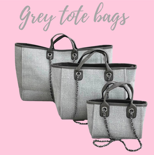 Grey canvas tote bags