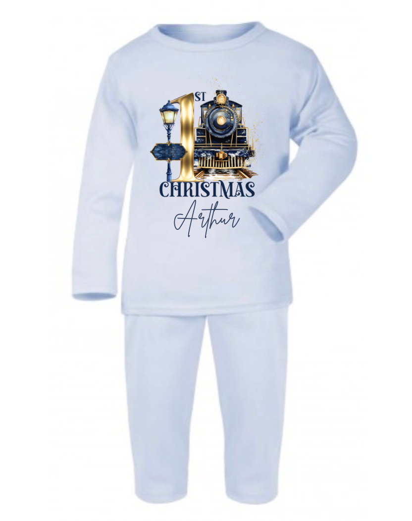 Baby 1st Christmas, personalised Christmas pyjamas, nutcracker, cute bunny, Santa, my first Christmas sleepsuit.
