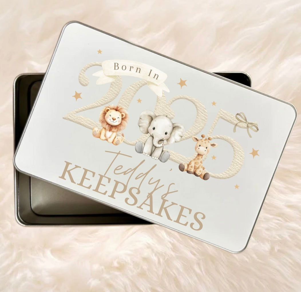 Baby keepsakes tin