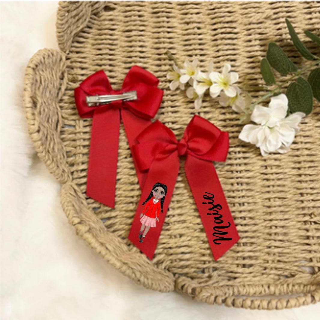School girl print hair bows
