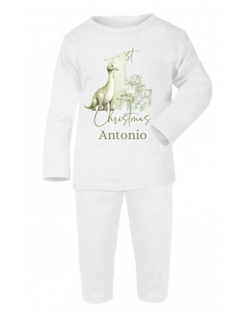 Baby 1st Christmas, personalised Christmas pyjamas, nutcracker, cute bunny, Santa, my first Christmas sleepsuit.