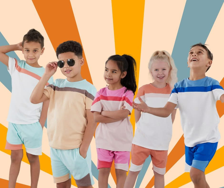 Colour block T-shirt and short sets