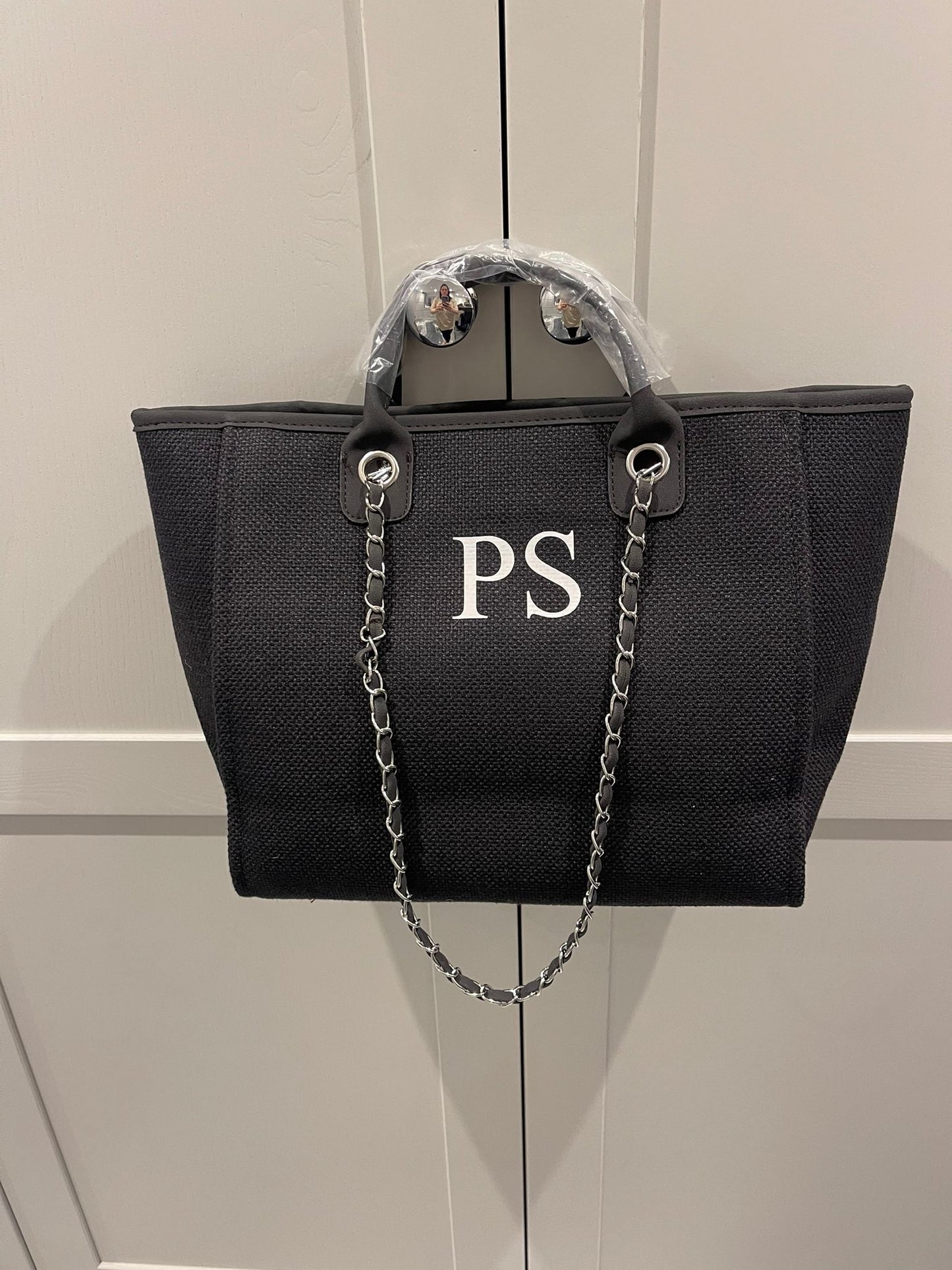 Black canvas tote bags