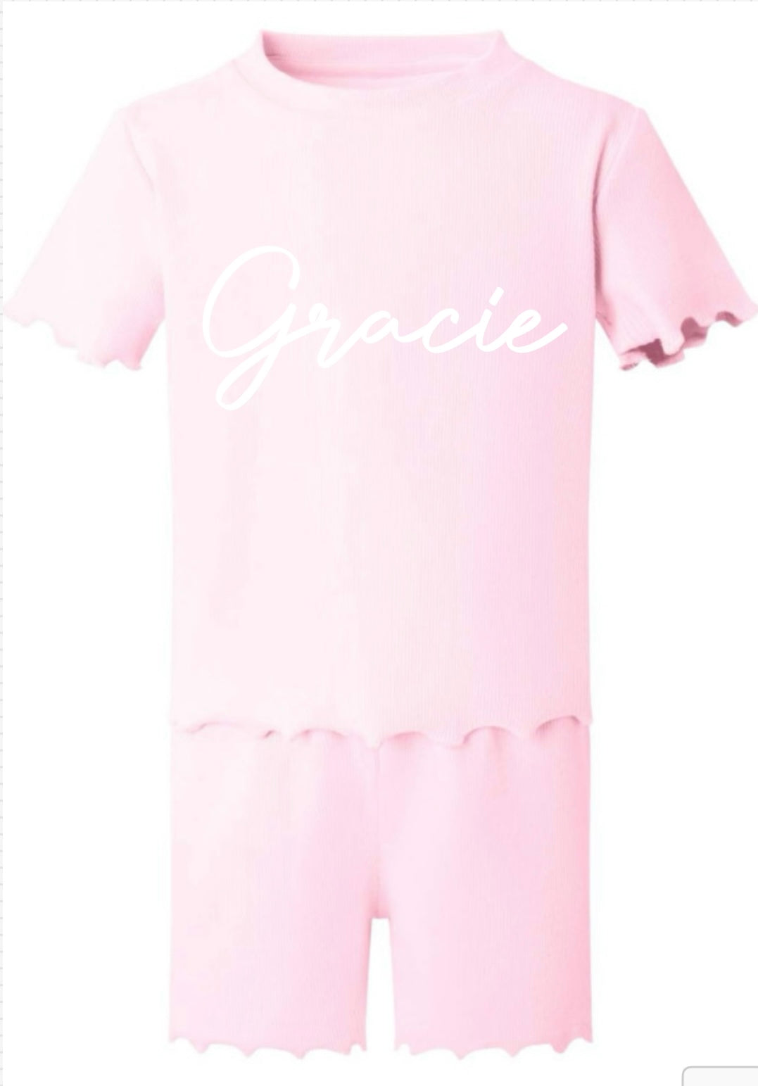 Girls T-shirt and short ribbed set