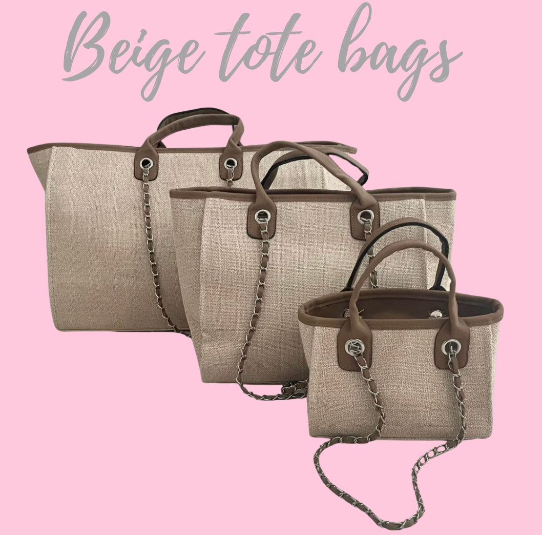 Beige canvas tote bag