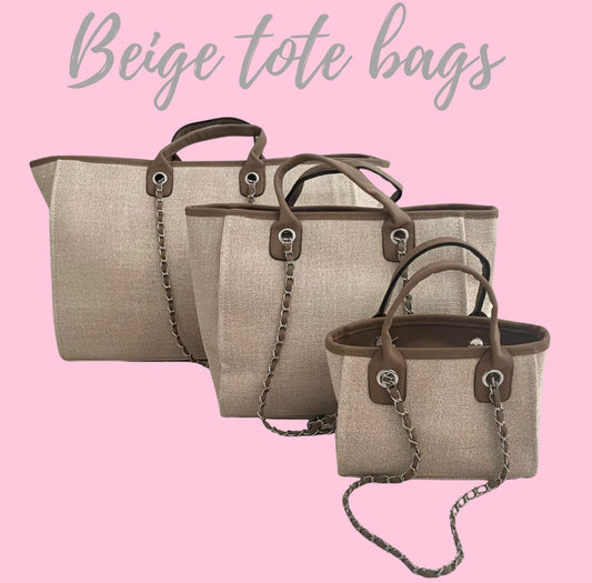 Beige canvas tote bag