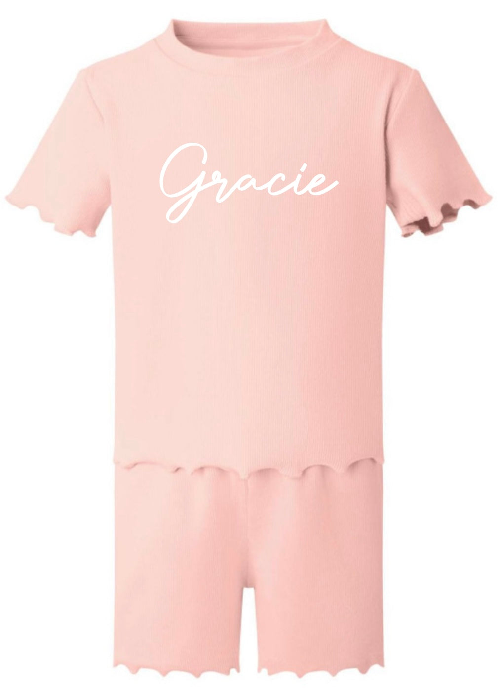 Girls T-shirt and short ribbed set