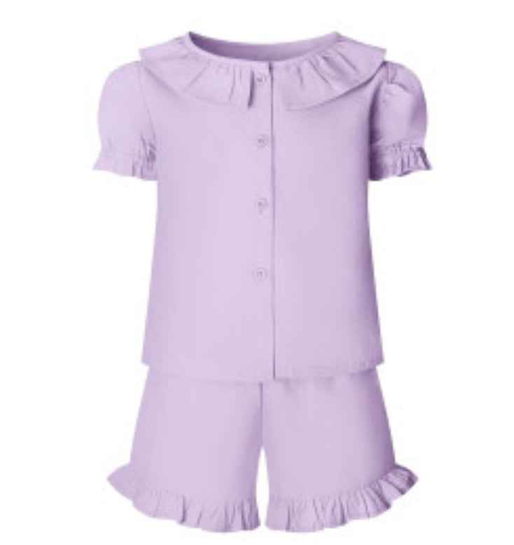 Girls linen style tshirt and shorts set