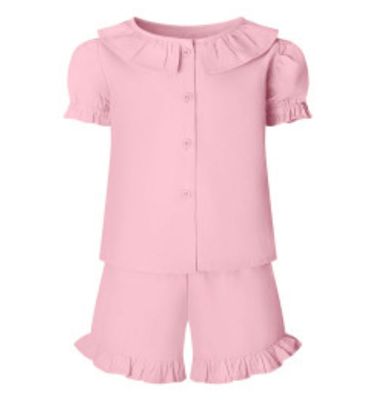 Girls linen style tshirt and shorts set