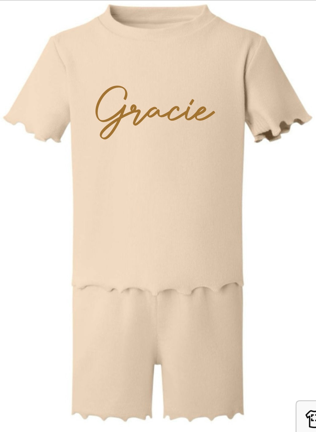 Girls T-shirt and short ribbed set