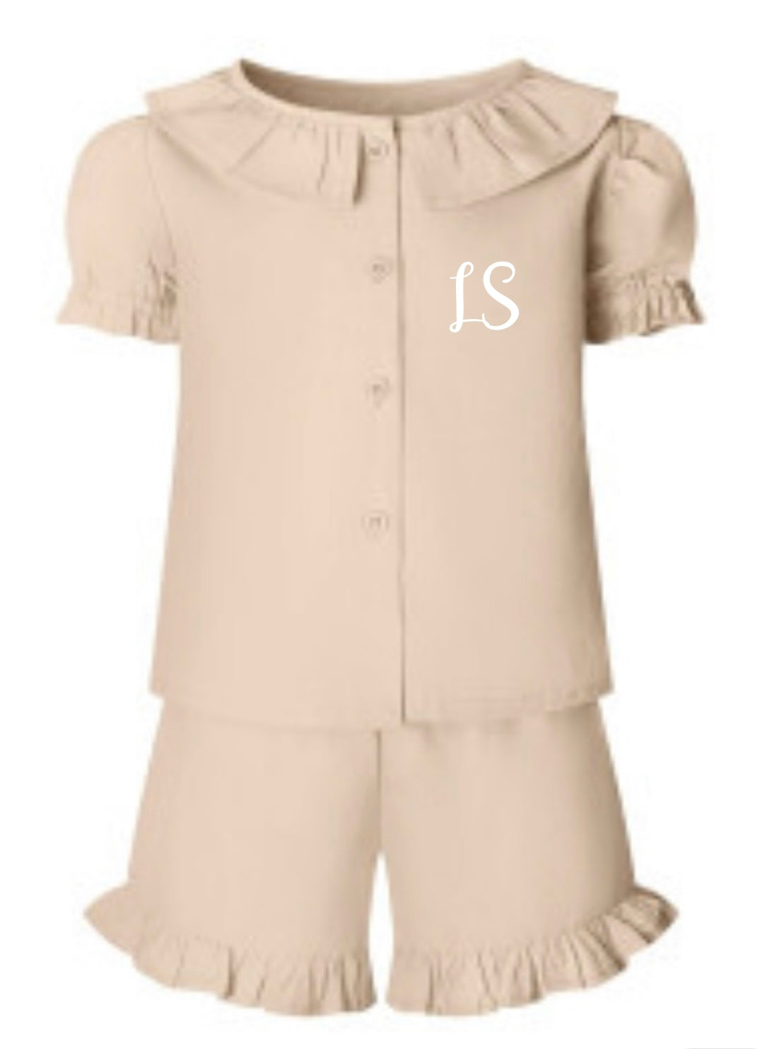 Girls linen style tshirt and shorts set