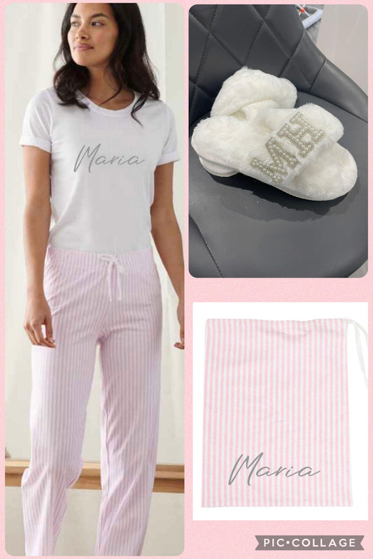 Ladies pyjamas in a bag bundle with slippers