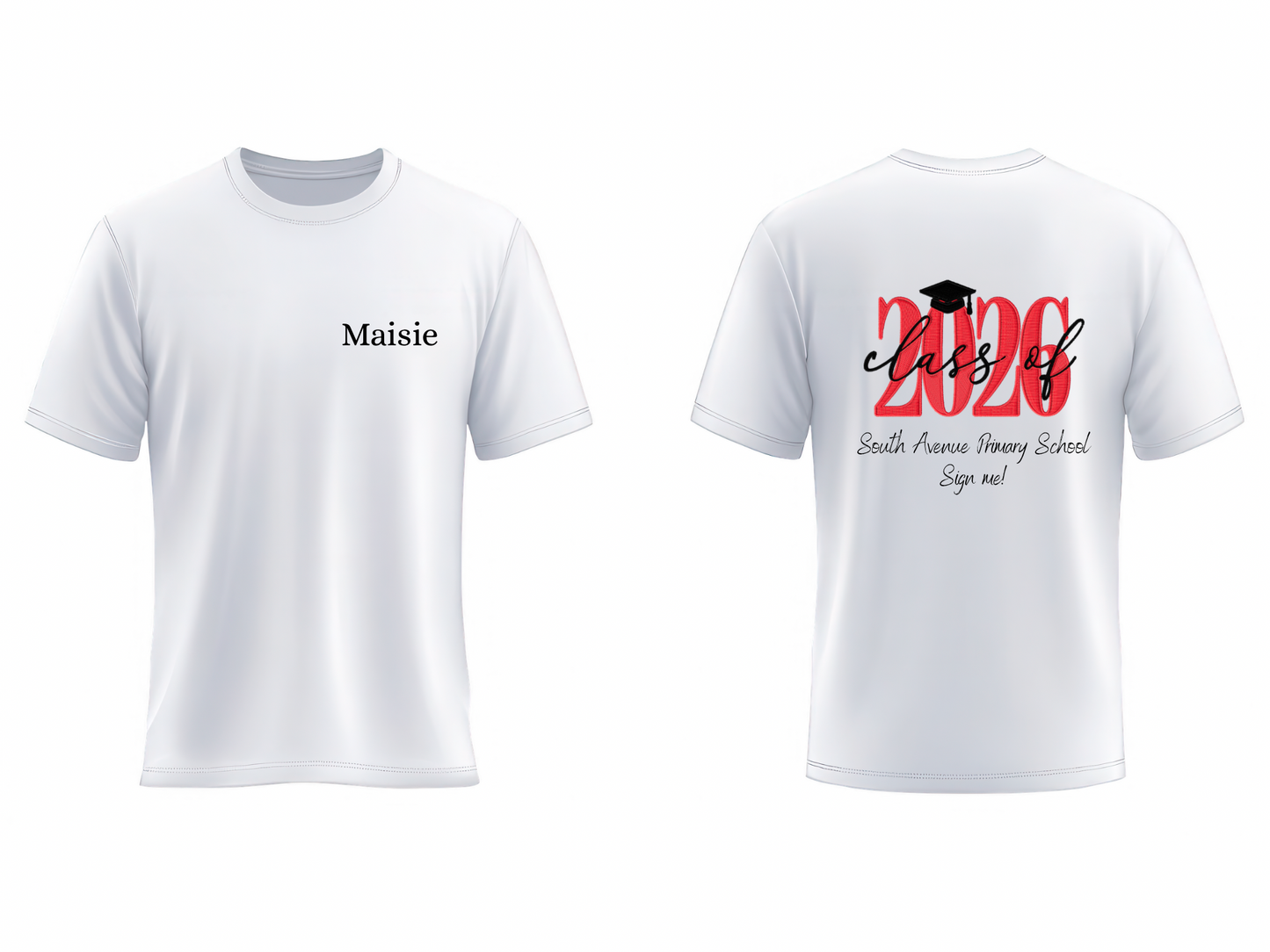 Leavers 2026 (embroidery style) “sign me” tshirt